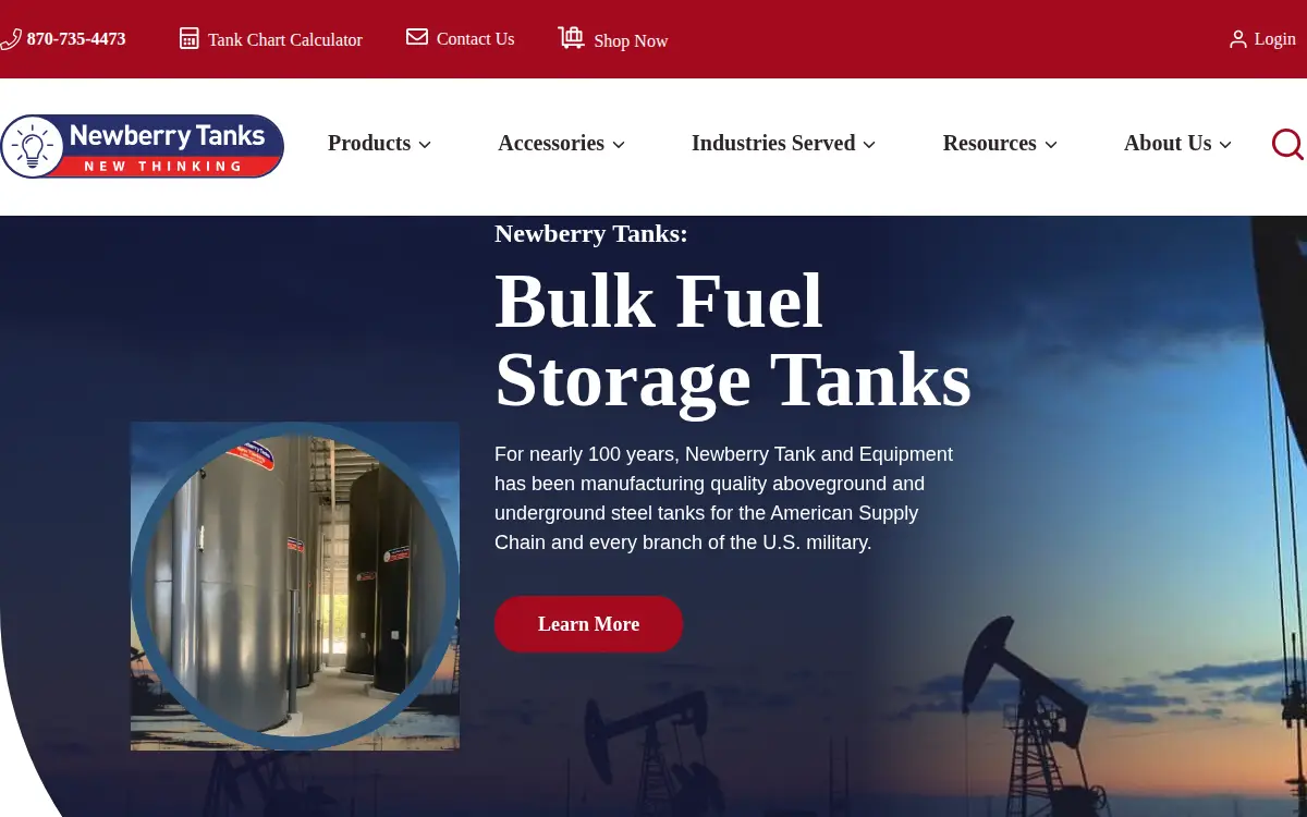 Homepage of Newberry Tanks & Equipment, LLC