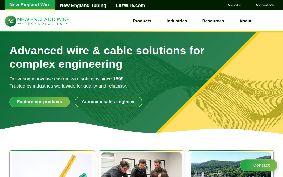 Homepage of New England Wire Technologies CORP.