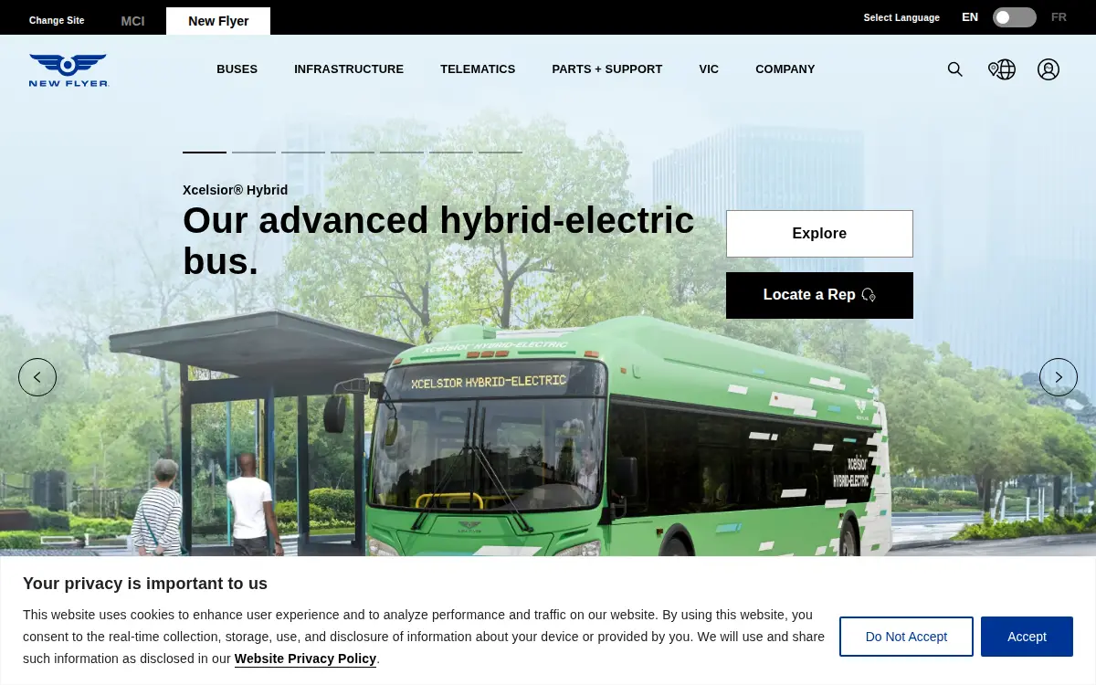 Homepage of Motor Coach Industries, INC