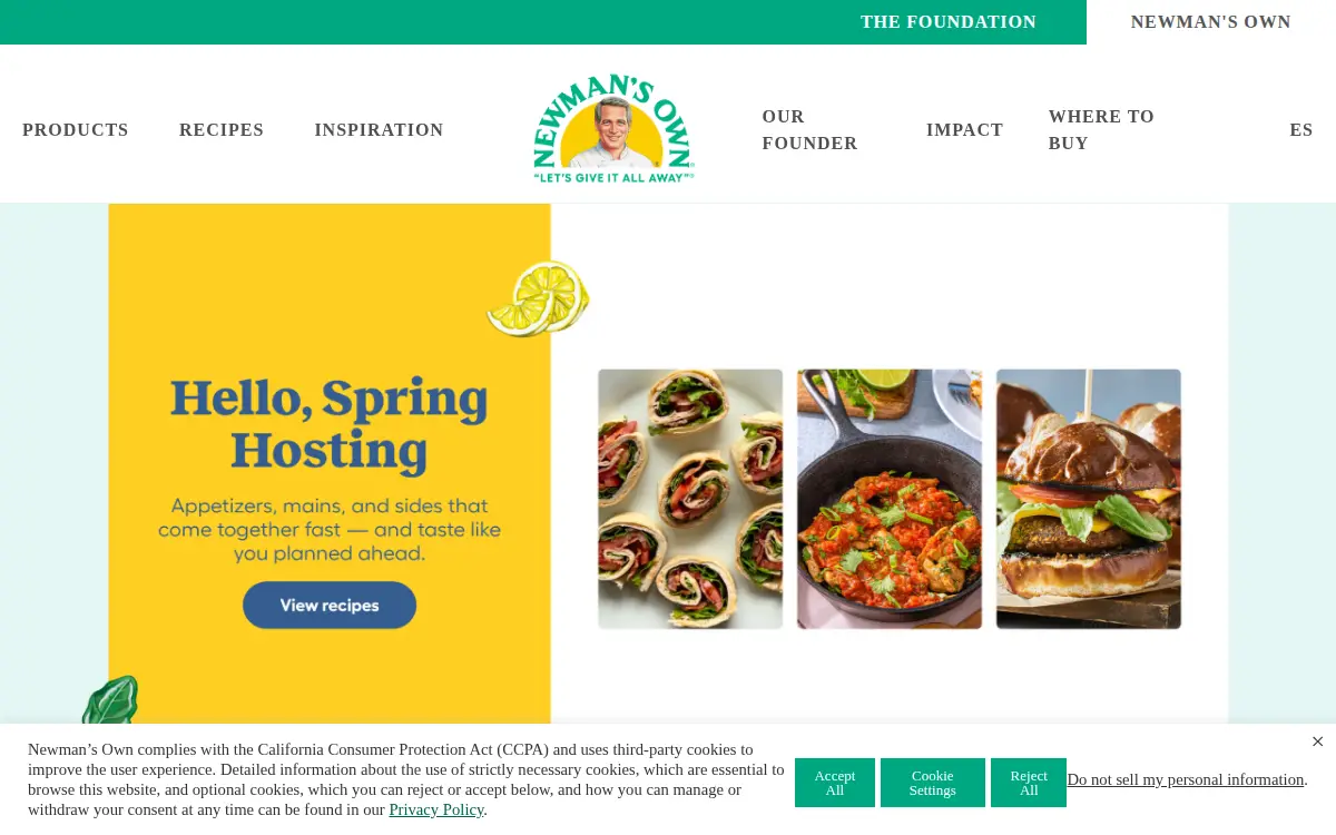 Homepage of Newmans Own INC