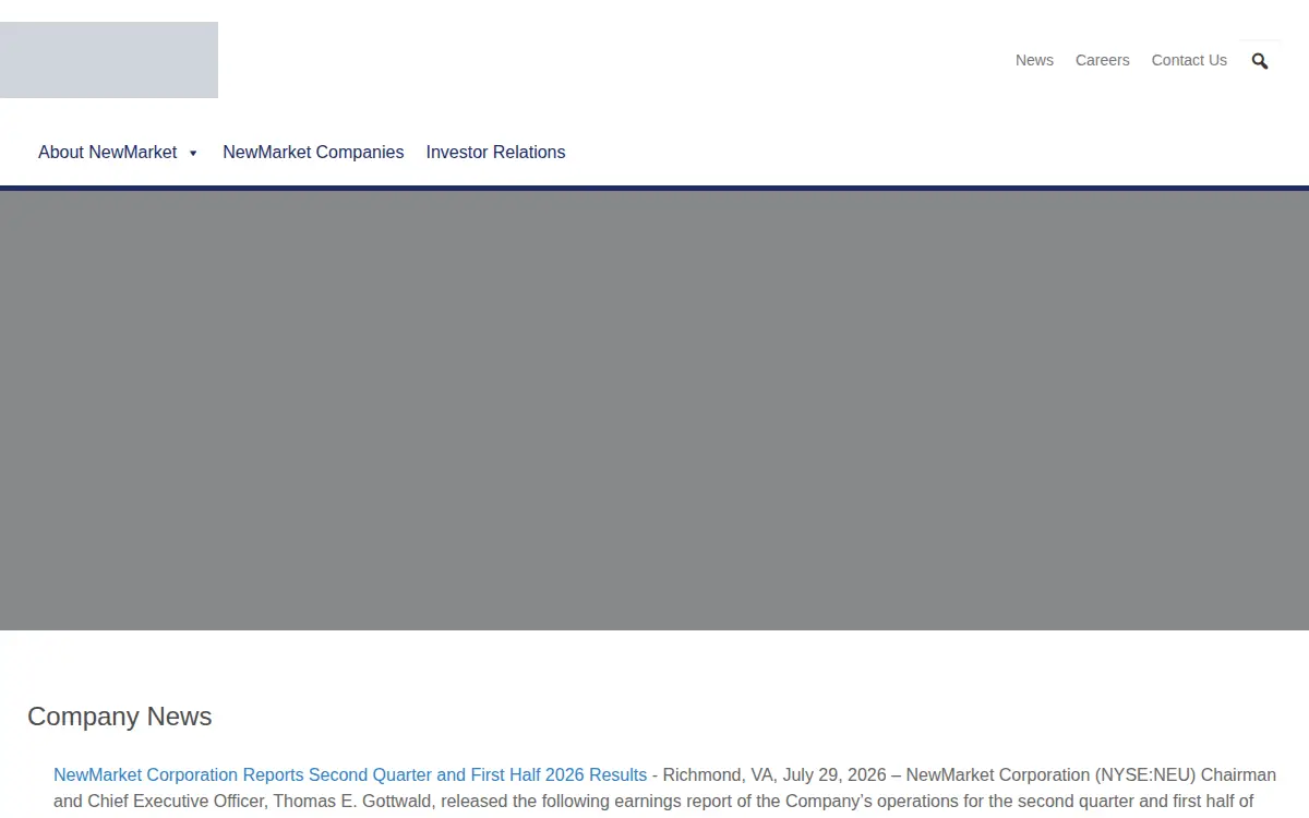 Homepage of Newmarket Corporation