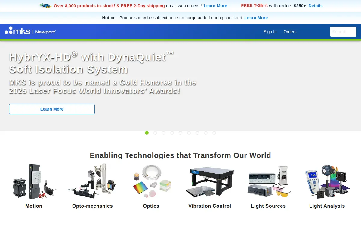 Homepage of Newport CORP