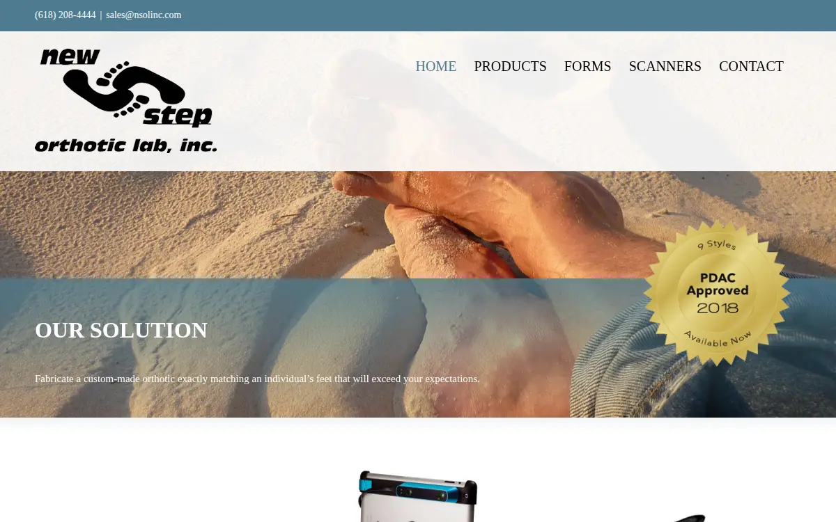 Homepage of New Step Orthotic Lab, INC.