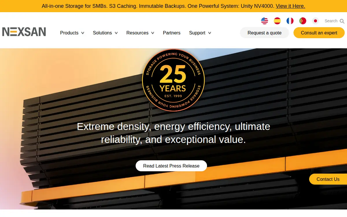 Homepage of Nexsan Technologies (u.s.) LLC
