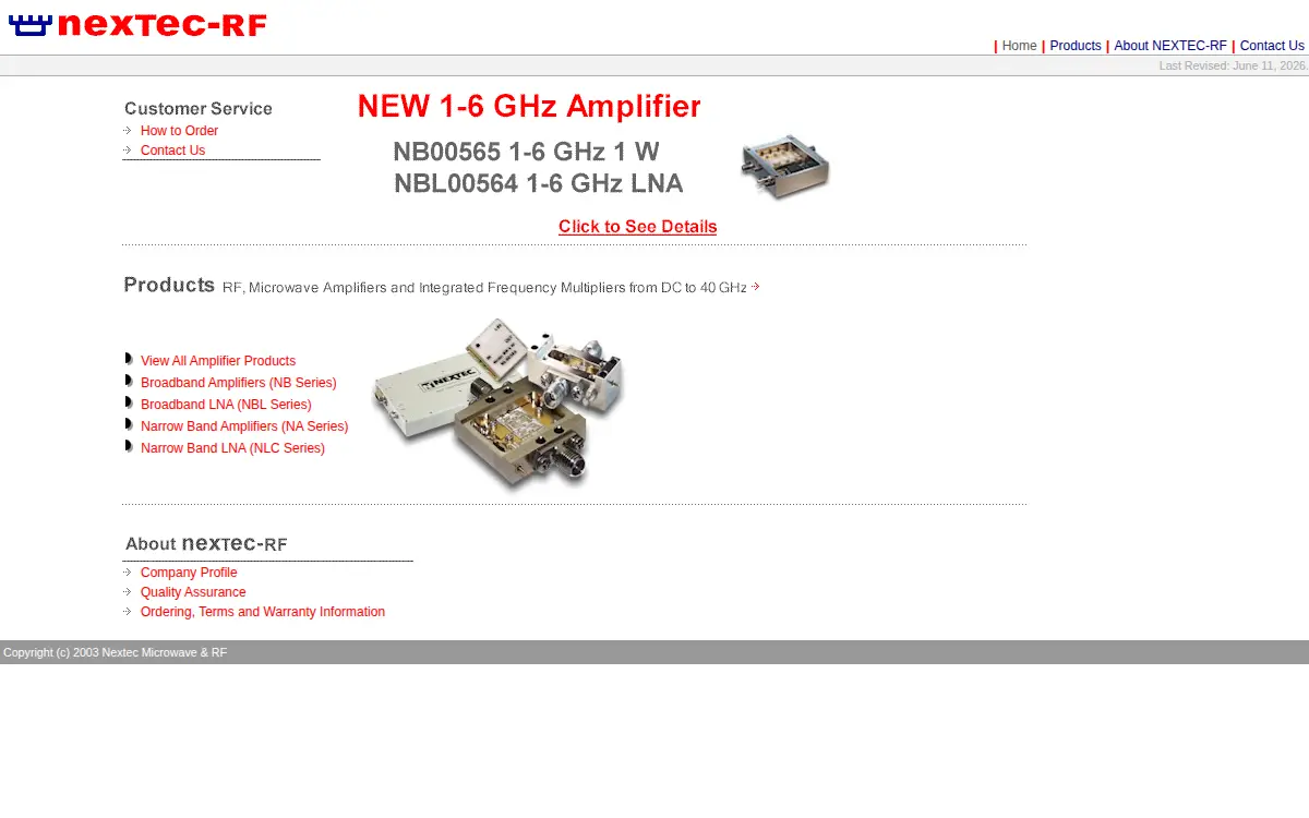 Homepage of Nextec Microwave & Rf, INC.