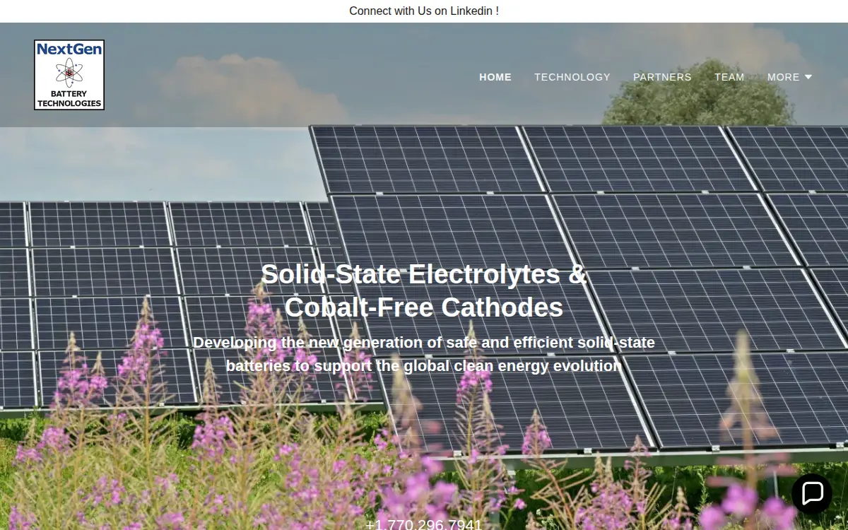Homepage of Nextgen Battery Technologies, LLC