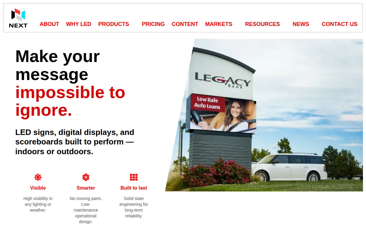 Homepage of Next Led Signs, LLC