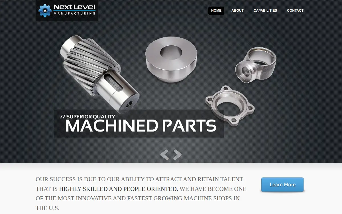 Homepage of Next Level Manufacturing LLC