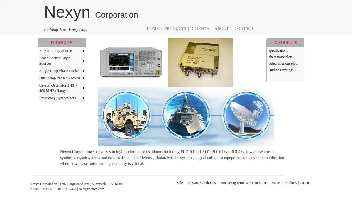 Homepage of Nexyn Corporation