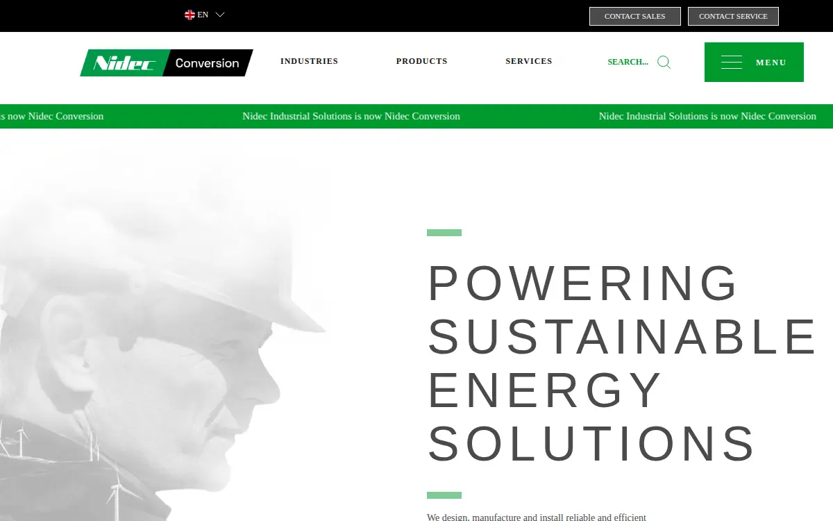 Homepage of Nidec Motor Corporation