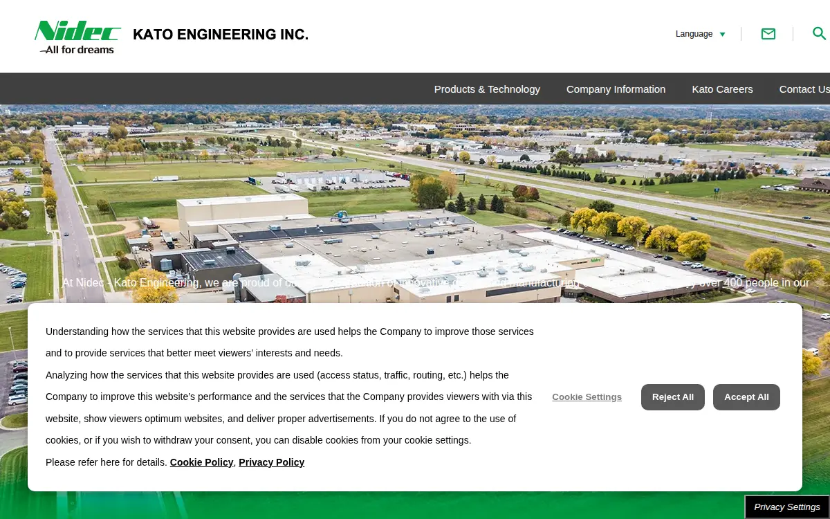 Homepage of Kato Engineering INC.