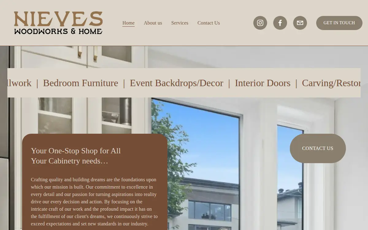 Homepage of Nieves Woodworks & Home Improvement CORP.