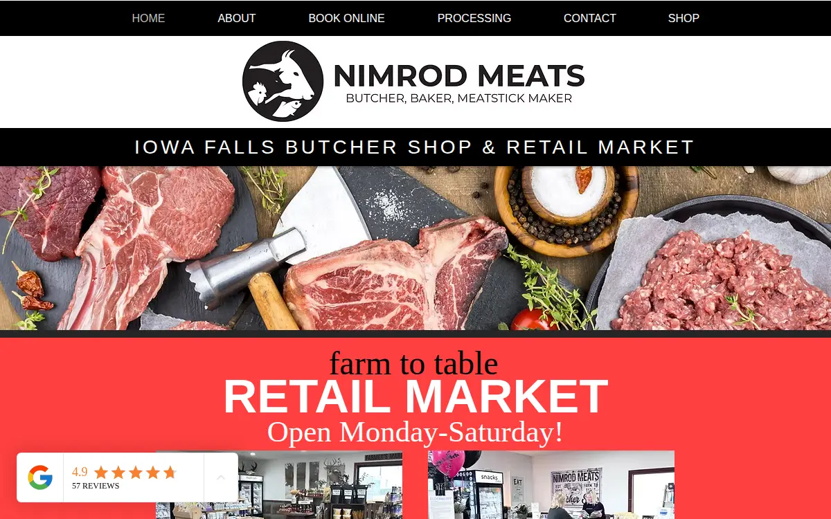 Homepage of Nimrod Meats LLC