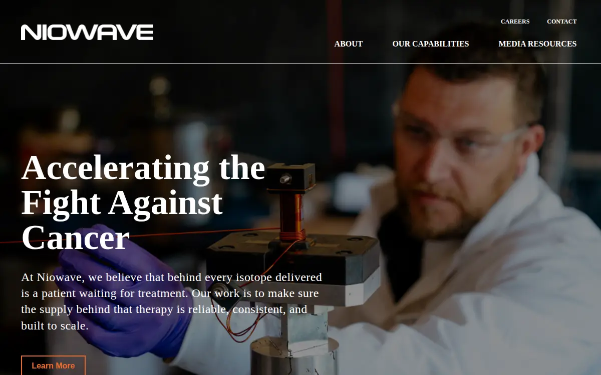Homepage of Niowave, INC.