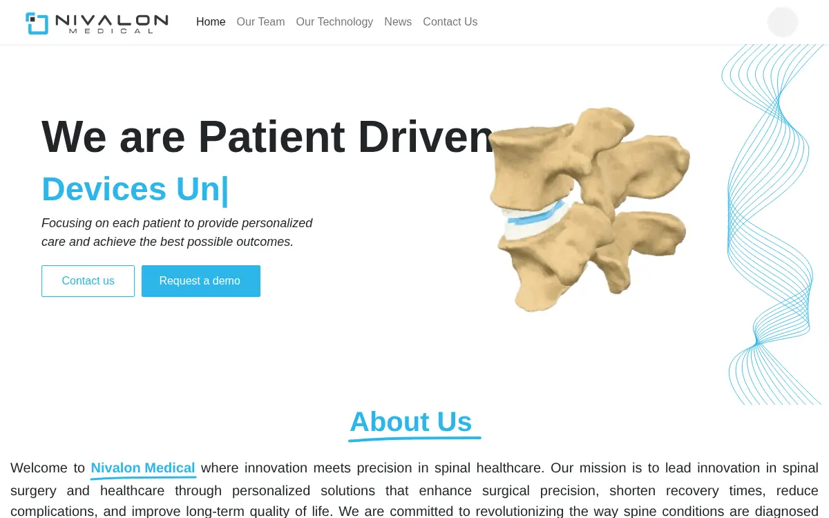 Homepage of Nivalon Medical Technologies INC.