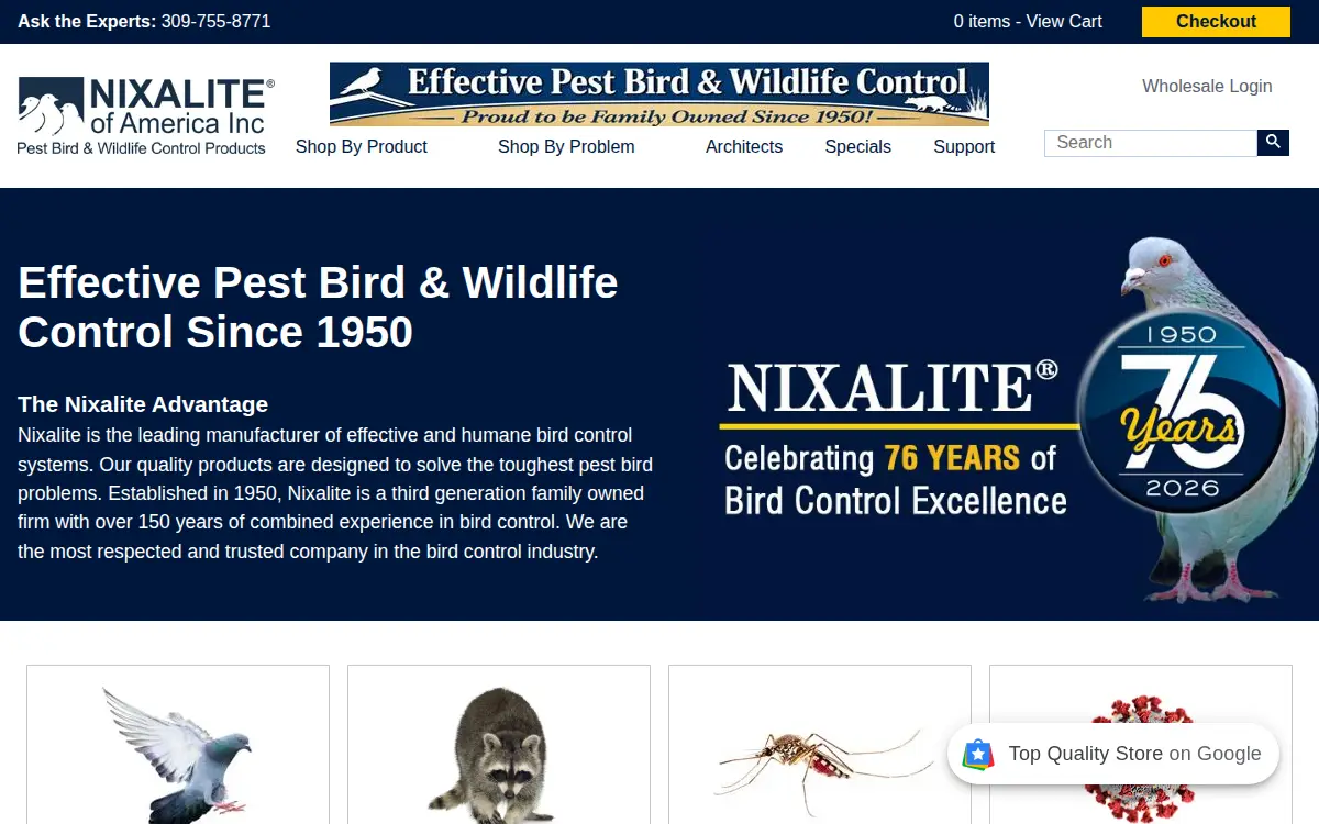 Homepage of Nixalite of America INC