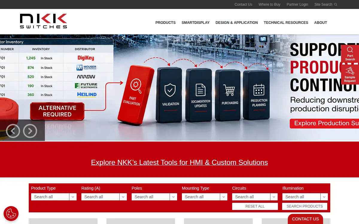Homepage of Nkk Switches of America INC