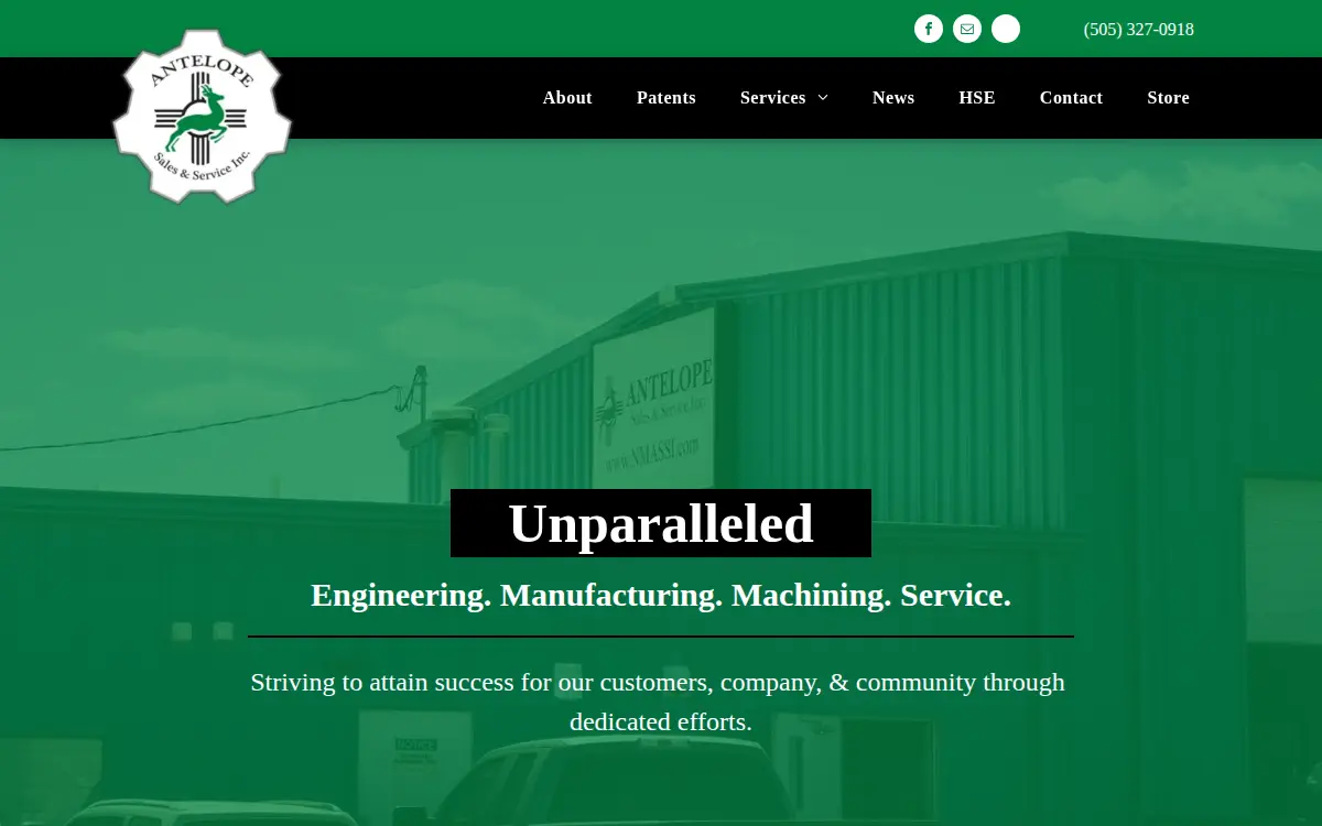 Homepage of Antelope Sales & Service, INC