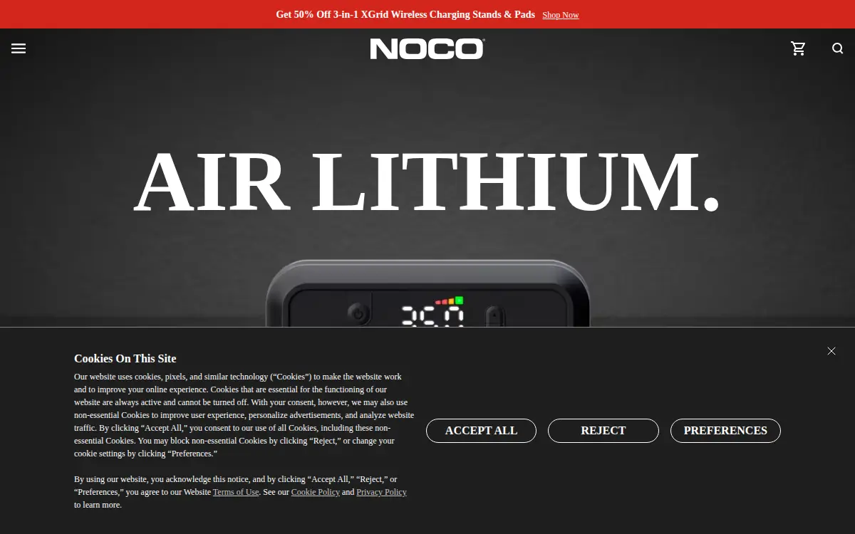 Homepage of The Noco Company
