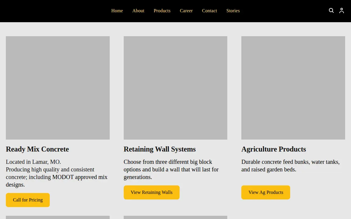 Homepage of Noble Concrete and Precast, LLC