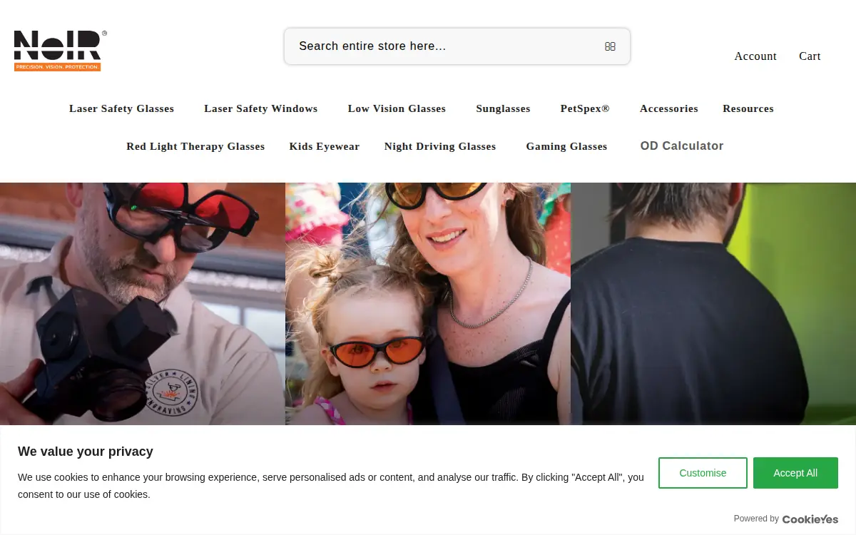 Homepage of Noir Laser Company, LLC