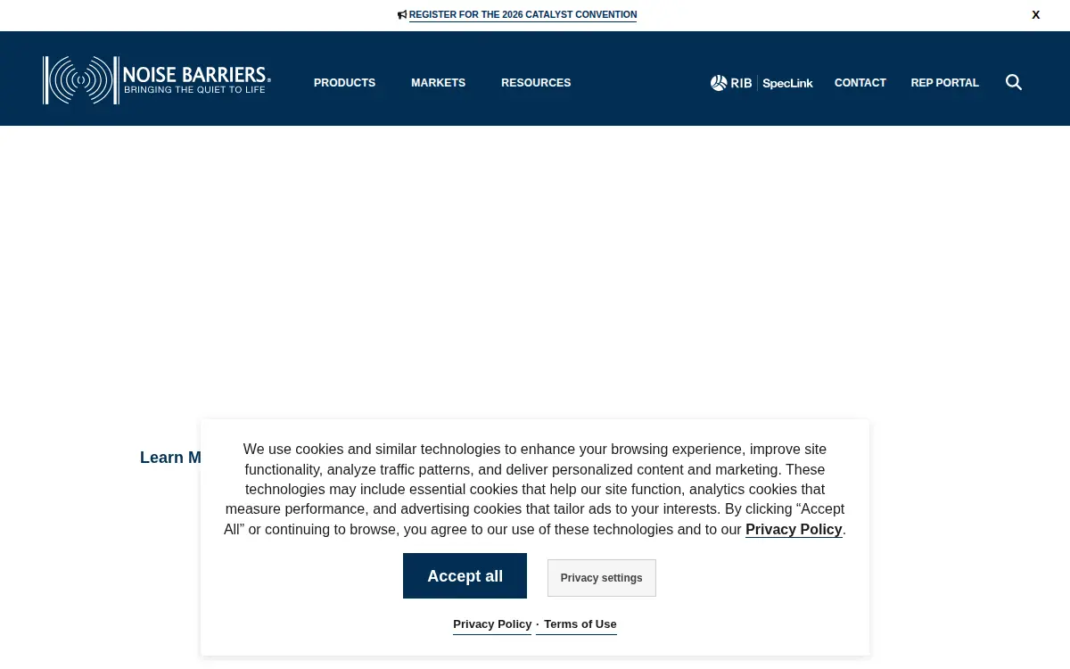 Homepage of Noise Barriers LLC