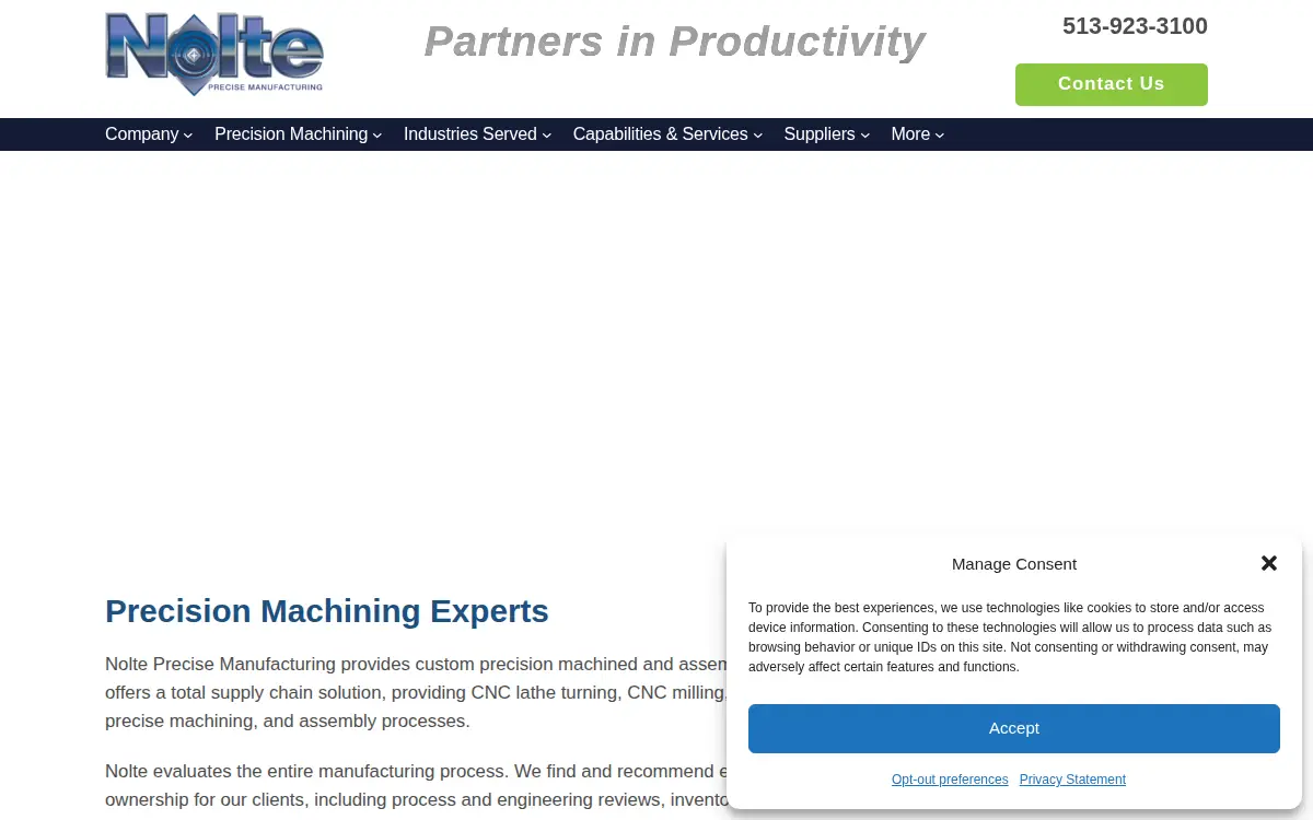 Homepage of Nolte Precise Manufacturing INC