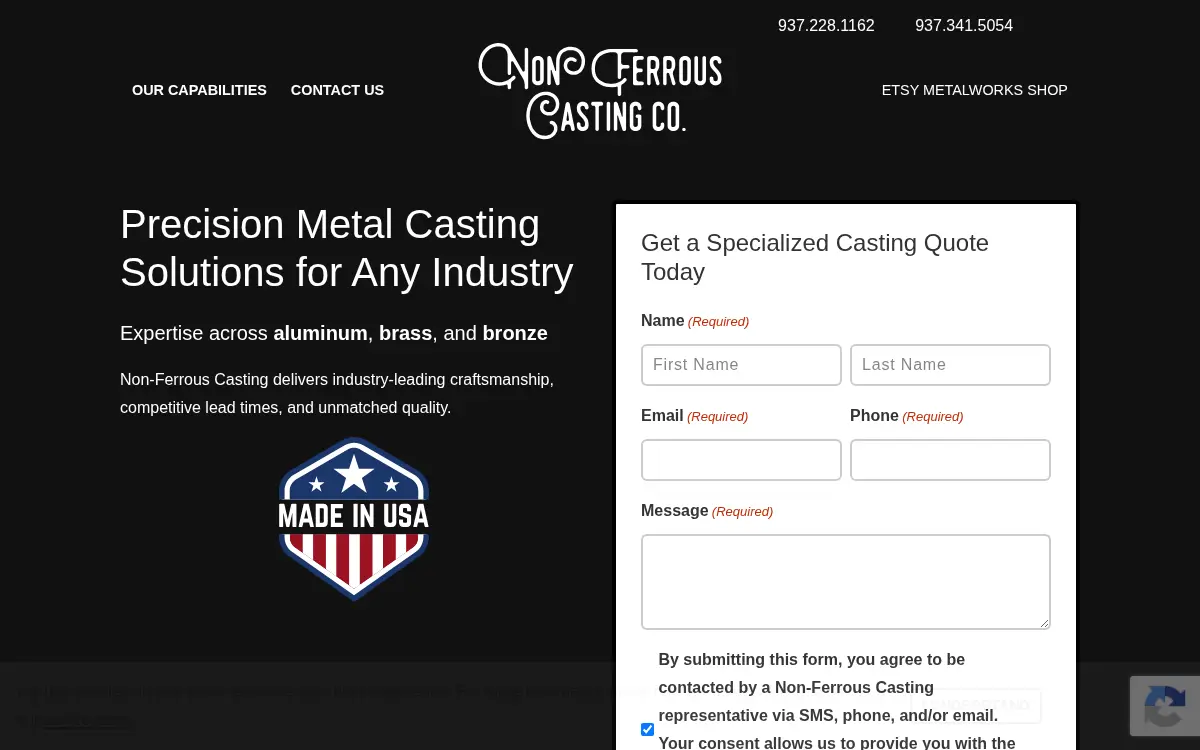 Homepage of Non-ferrous Casting Company