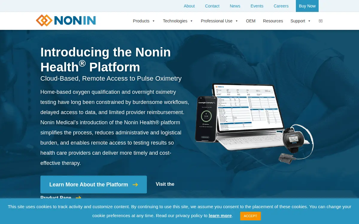 Homepage of Nonin Medical INC