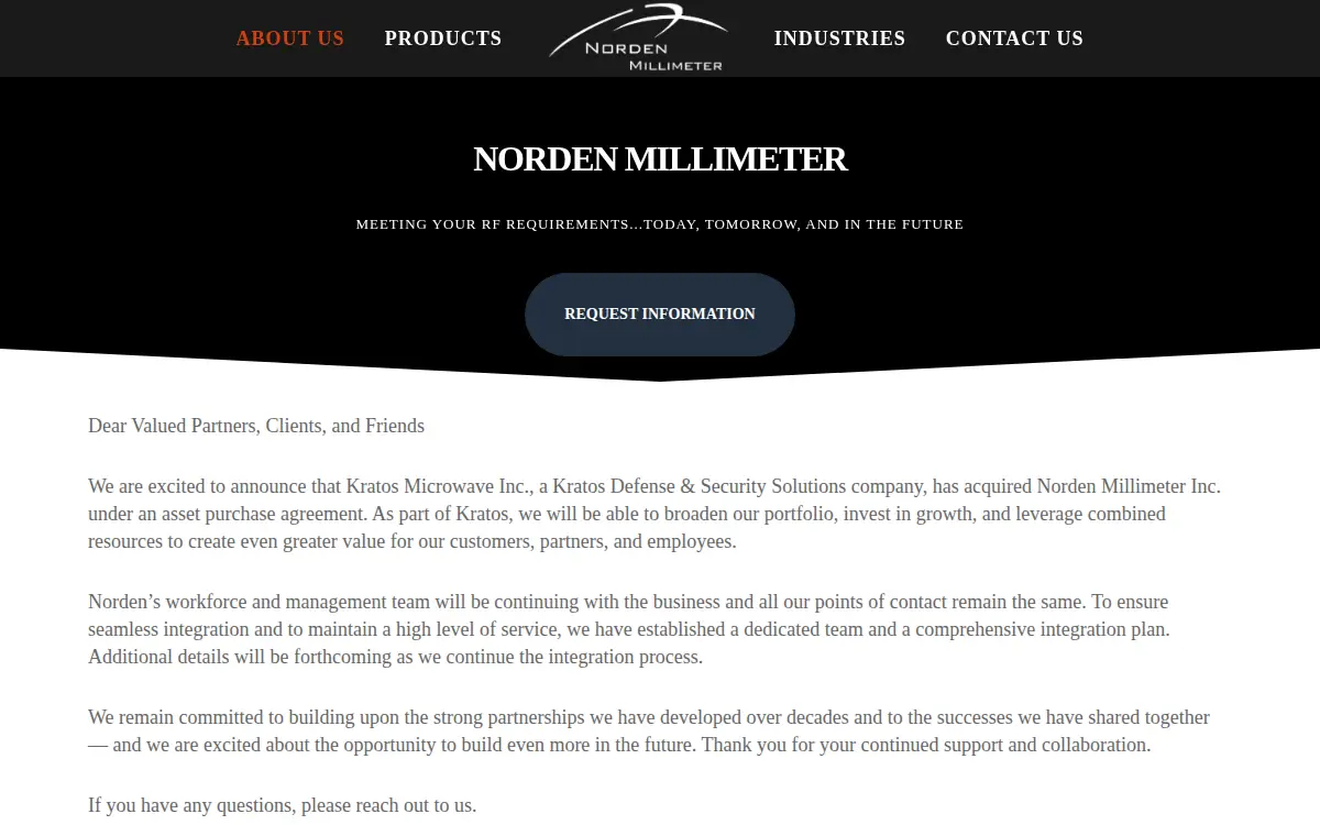 Homepage of Norden Millimeter, INC.