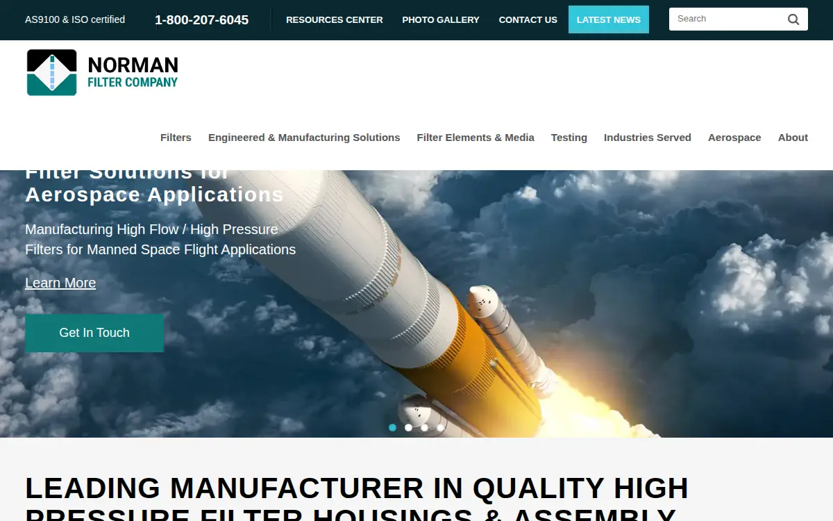 Homepage of Norman Filter Company, L.l.c.