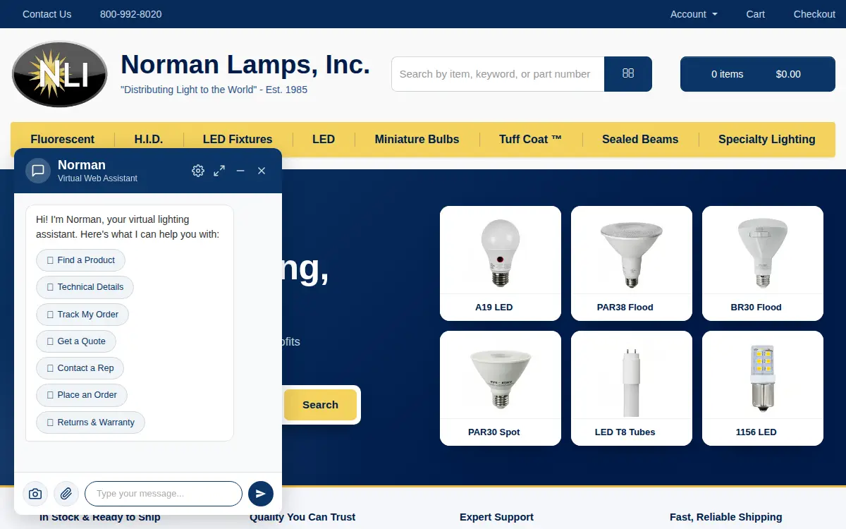 Homepage of Norman Lamps INC