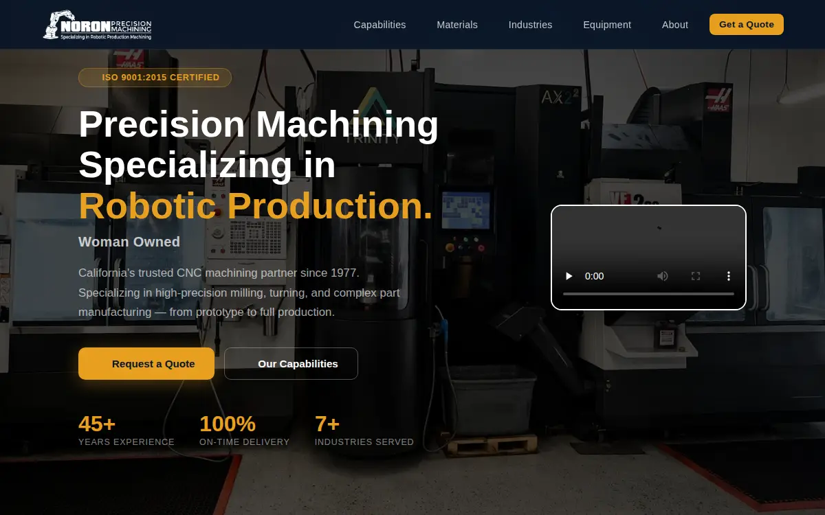 Homepage of Noron Precision Machining INC