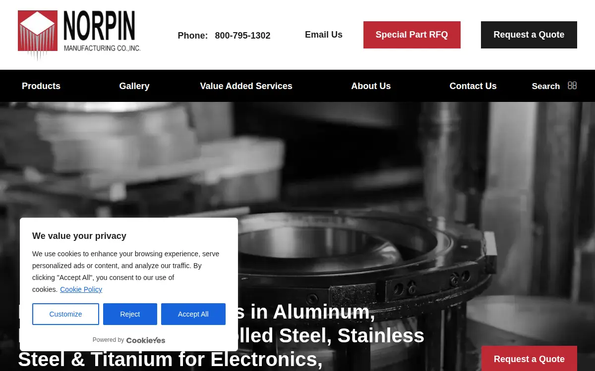 Homepage of Norpin Manufacturing CO INC