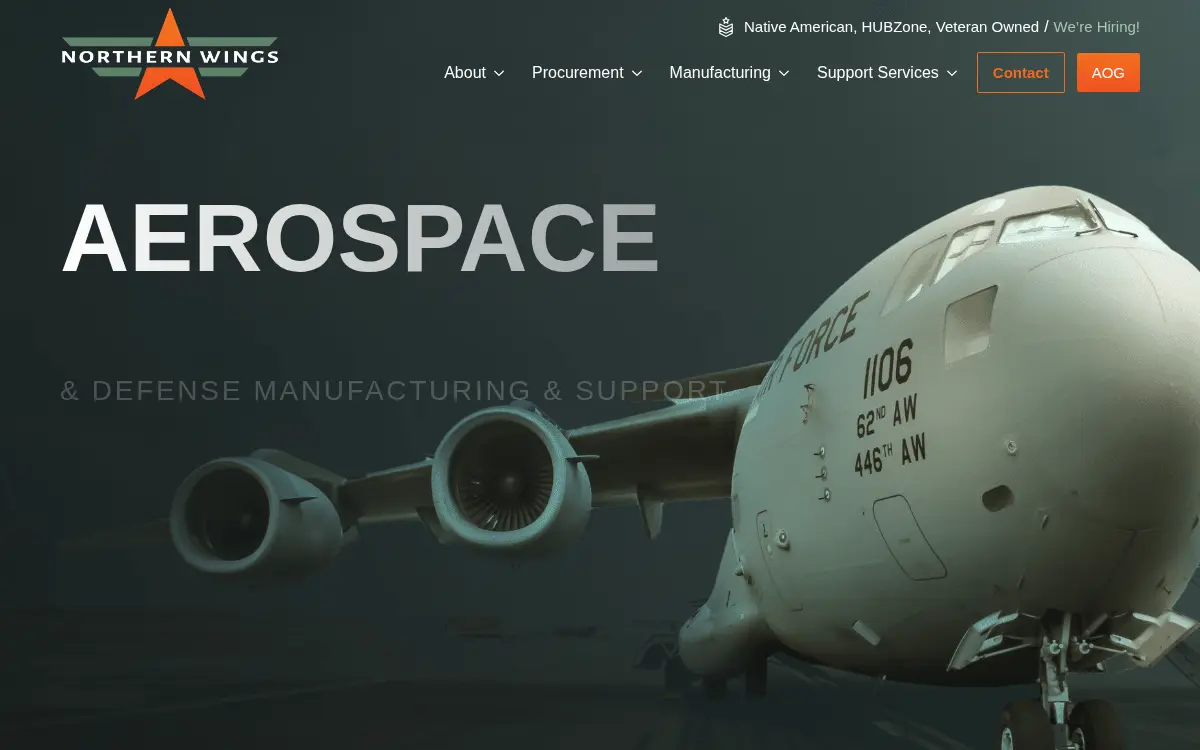 Homepage of Northern Wings Repair, INC.