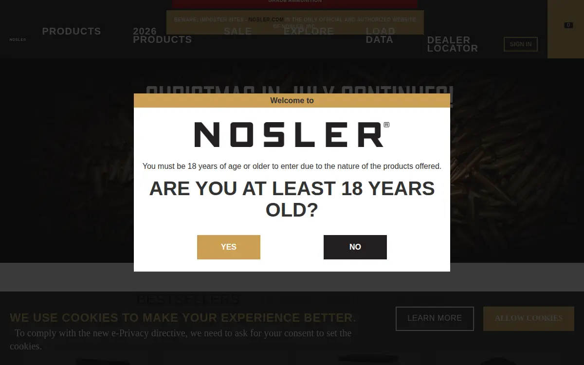 Homepage of Nosler INC