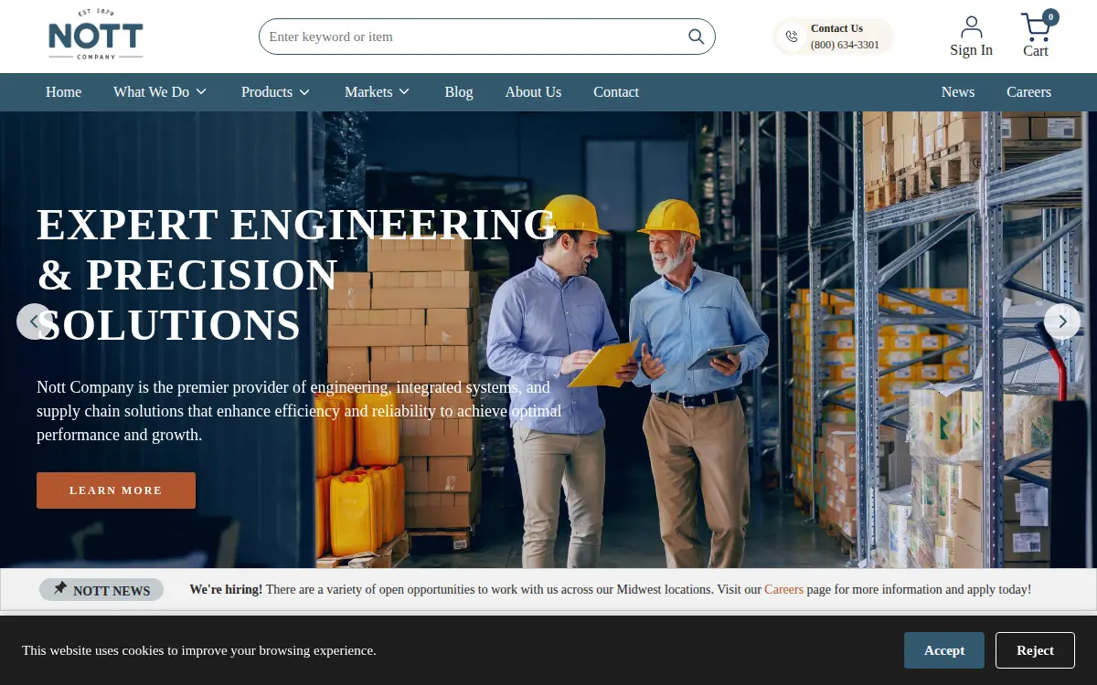 Homepage of Nott Company