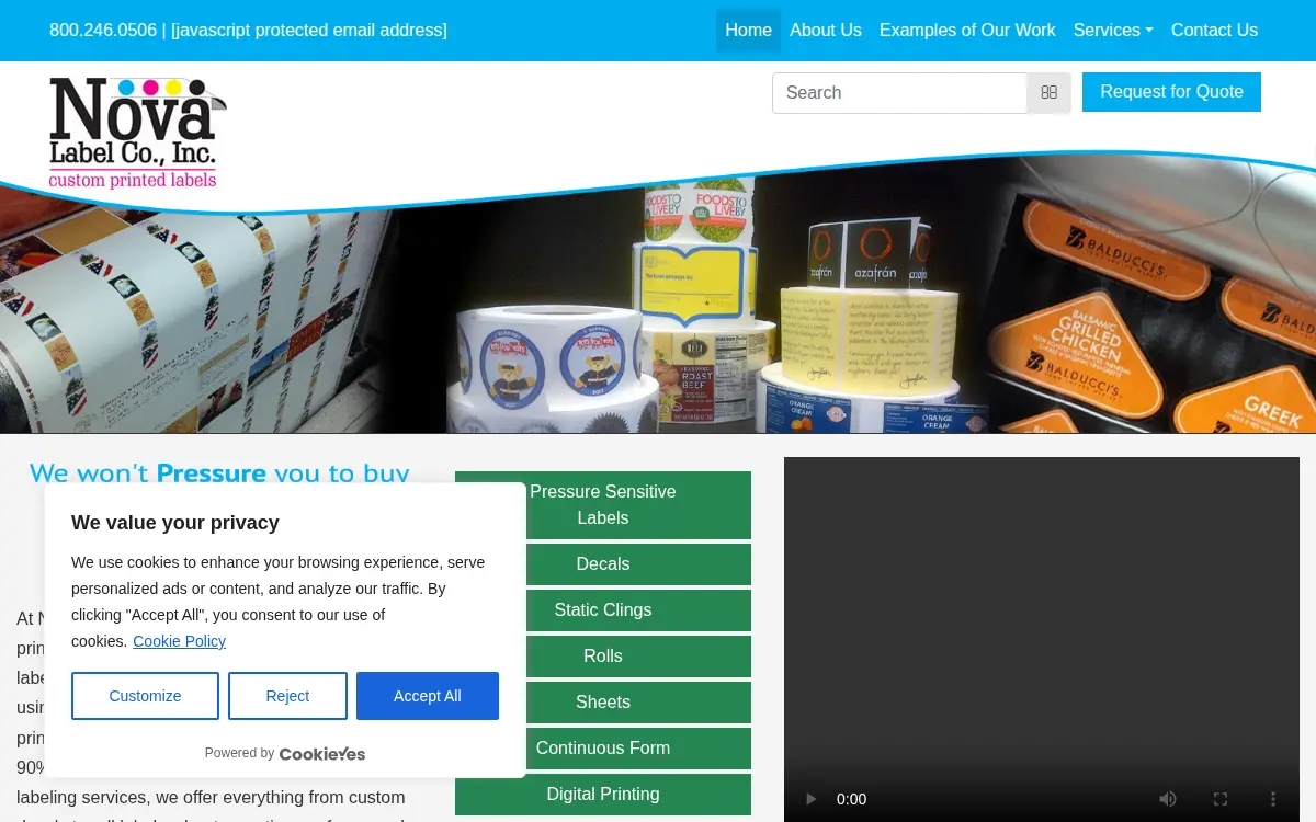 Homepage of Nova Label Co, INC