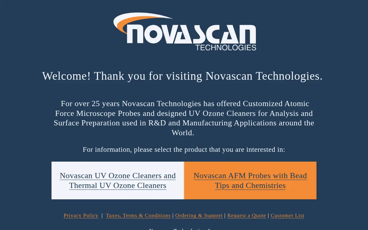 Homepage of Novascan Technologies, INC.