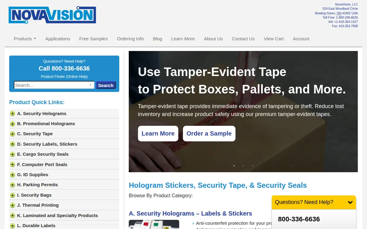 Homepage of Novavision Holdings, LLC