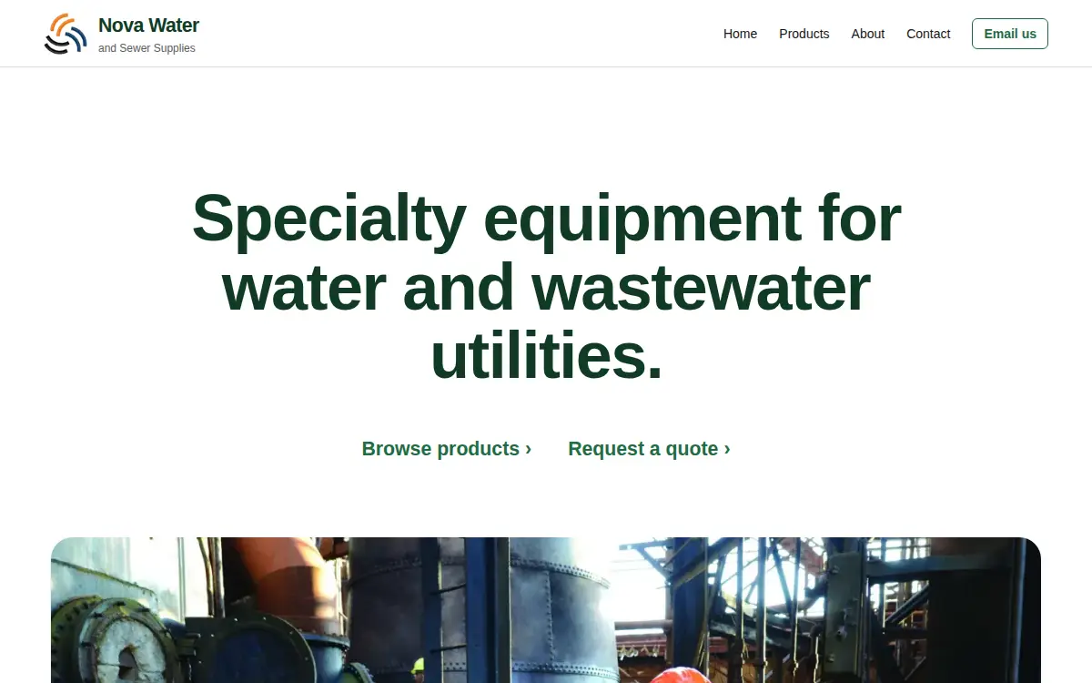 Homepage of Nova Water and Sewer Supplies LLC