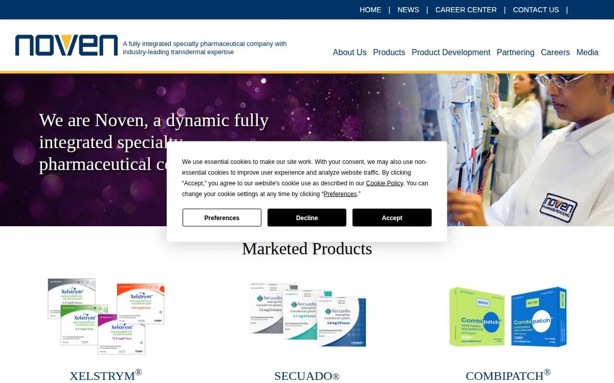 Homepage of Noven Therapeutics LLC