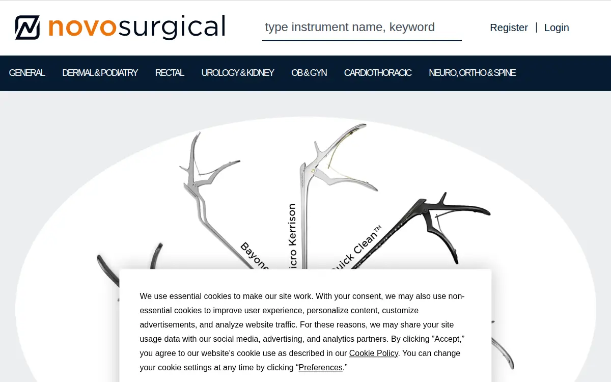 Homepage of Novo Surgical, INC.
