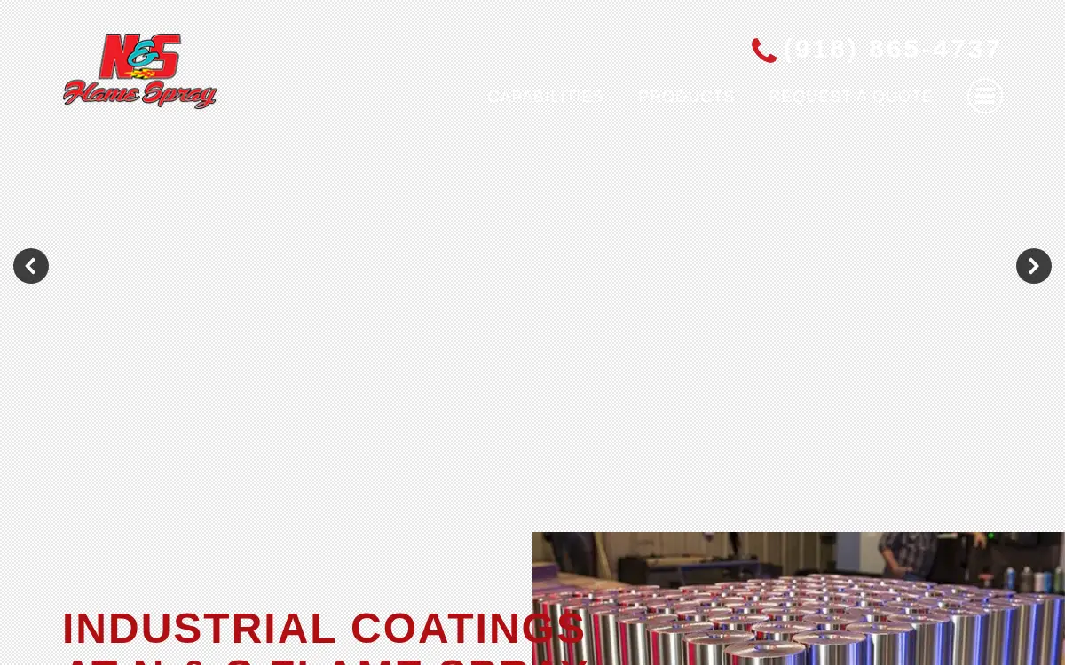 Homepage of N & S Flame Spray, LLC