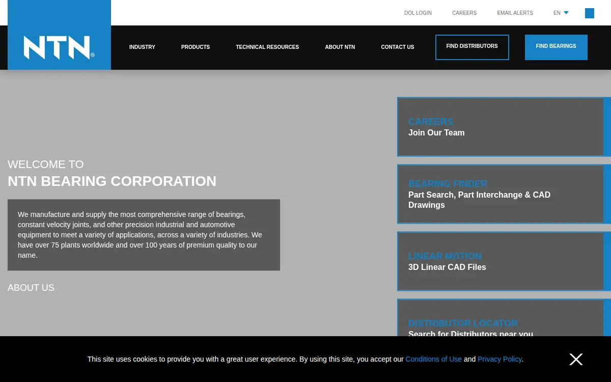 Homepage of Ntn Bearing Corporation of America