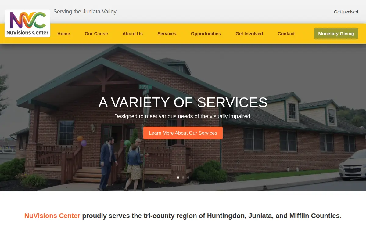 Homepage of Nuvisions Center, a Not for Profit Corporation