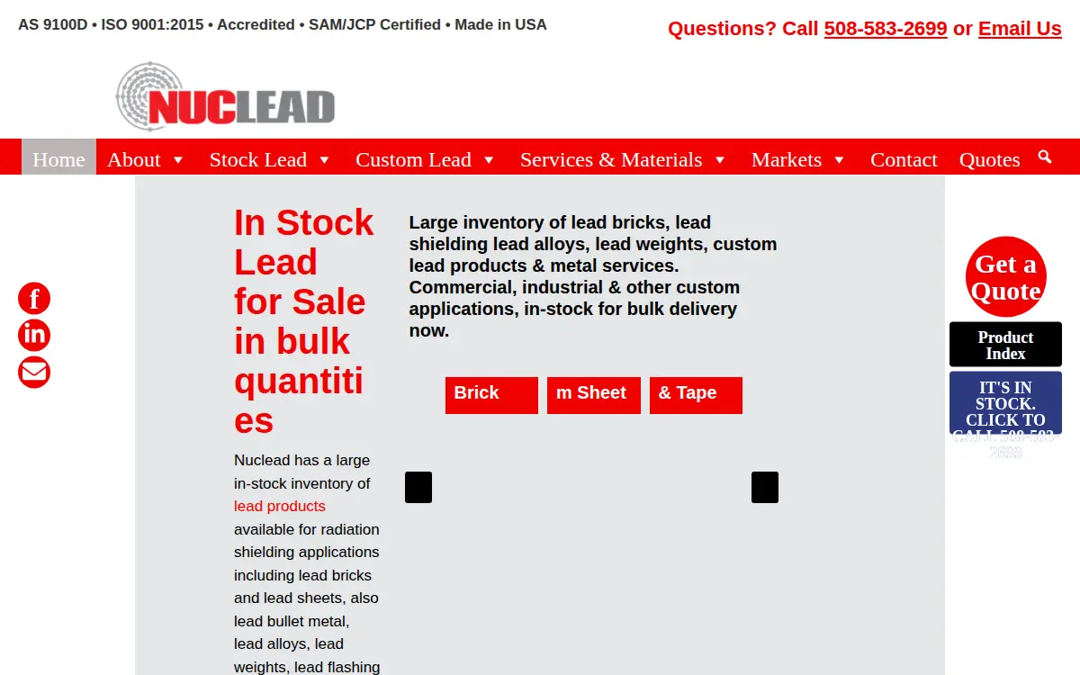 Homepage of Nuclead Manufacturing, Co., INC.