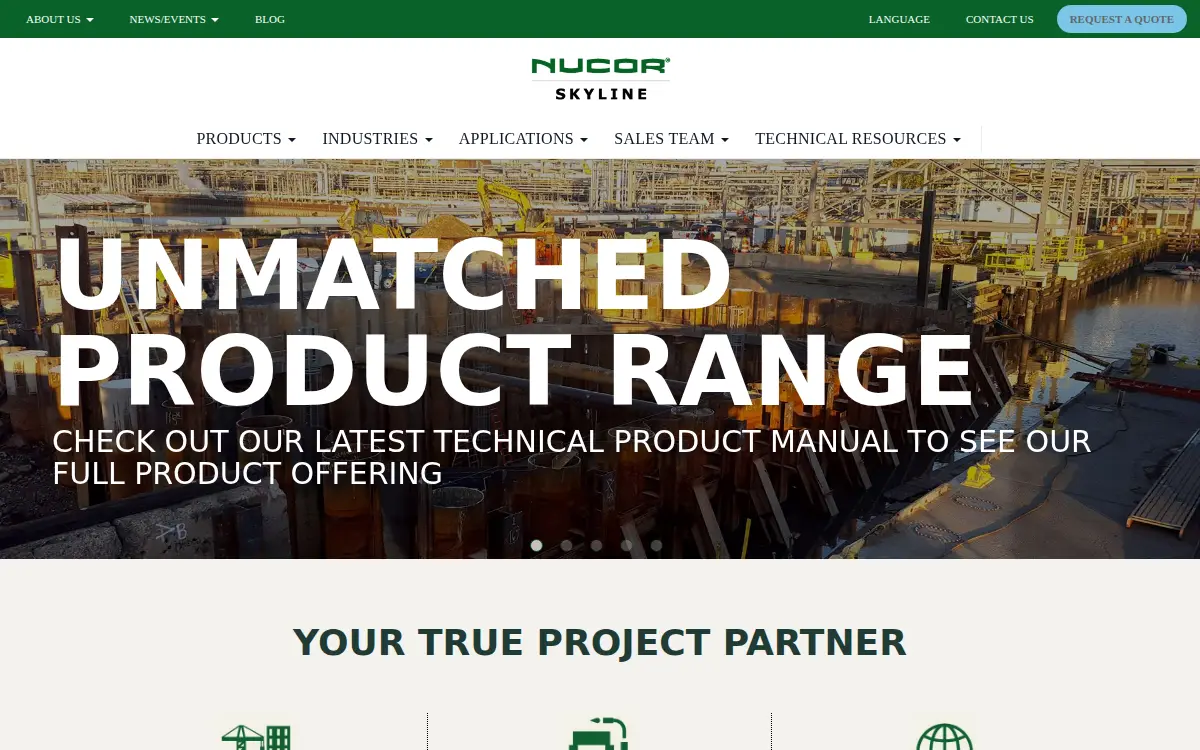 Homepage of Skyline Steel, LLC