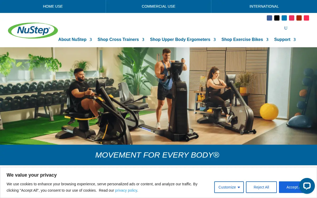 Homepage of Nustep LLC