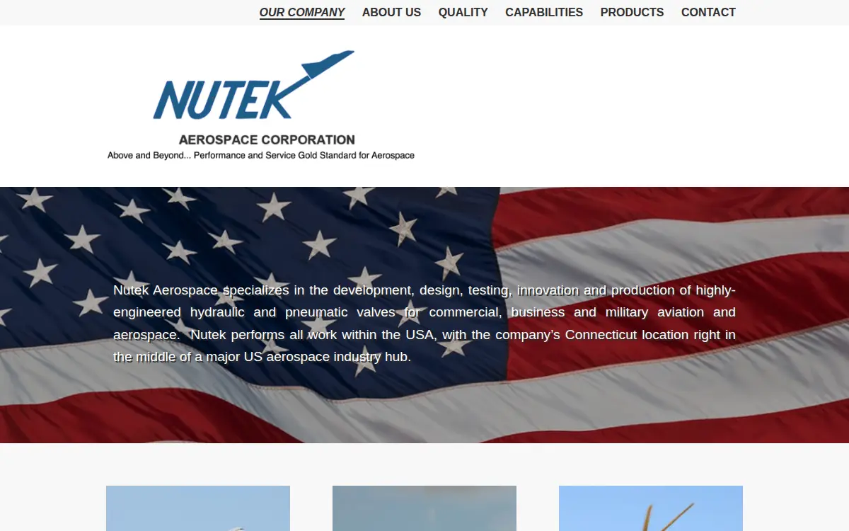 Homepage of Nutek Aerospace CORP